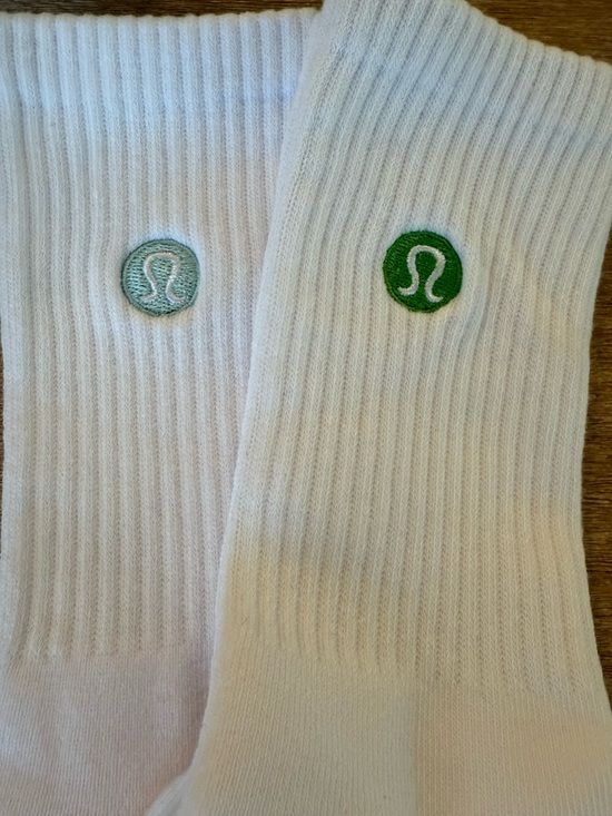 lululemon athletica White Crew Socks with Green Logos - Picture 2 of 4